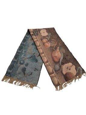 Tapestry Woven Fruit Table Runner 13" x 57" Fringe Farmhouse Rustic Decor